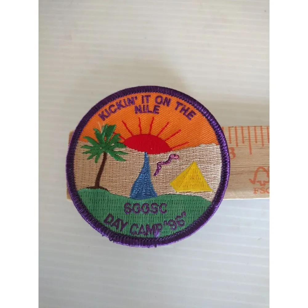 Vintage 1996 GIRL SCOUTS‎ CLUB Felt Patches Colorful Kickin'it On The Nile